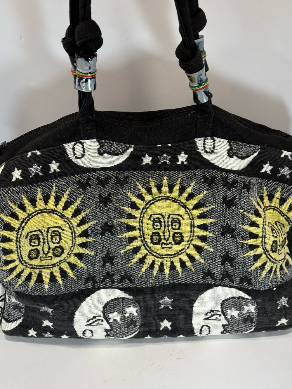 Vintage Y2K Celestial Moon Stars Tapestry Duffle Travel Bag Boho Whimsigoth